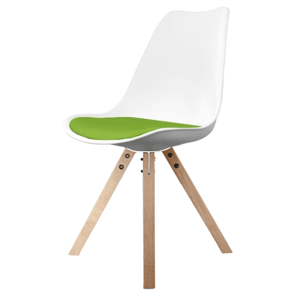 Soho White and Green Dining Chair with Square Pyramid Light Wood Legs