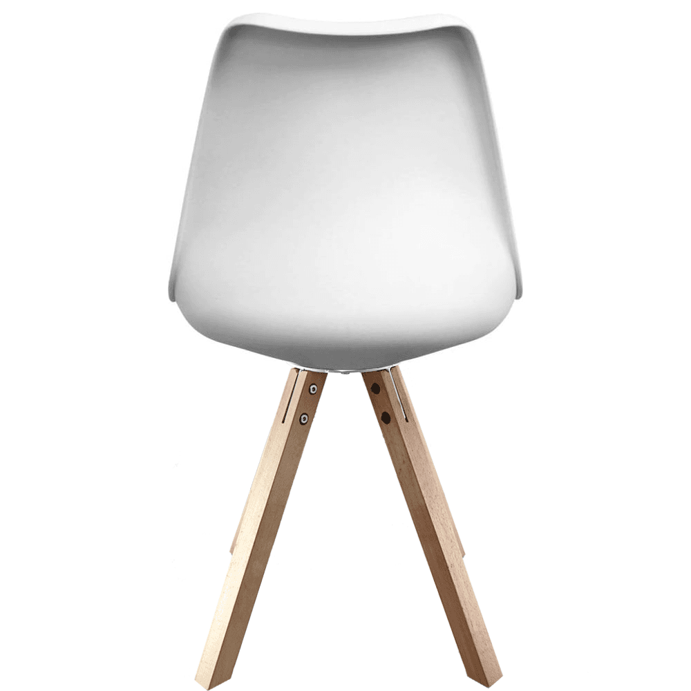Soho White and Orange Dining Chair with Square Pyramid Light Wood Legs