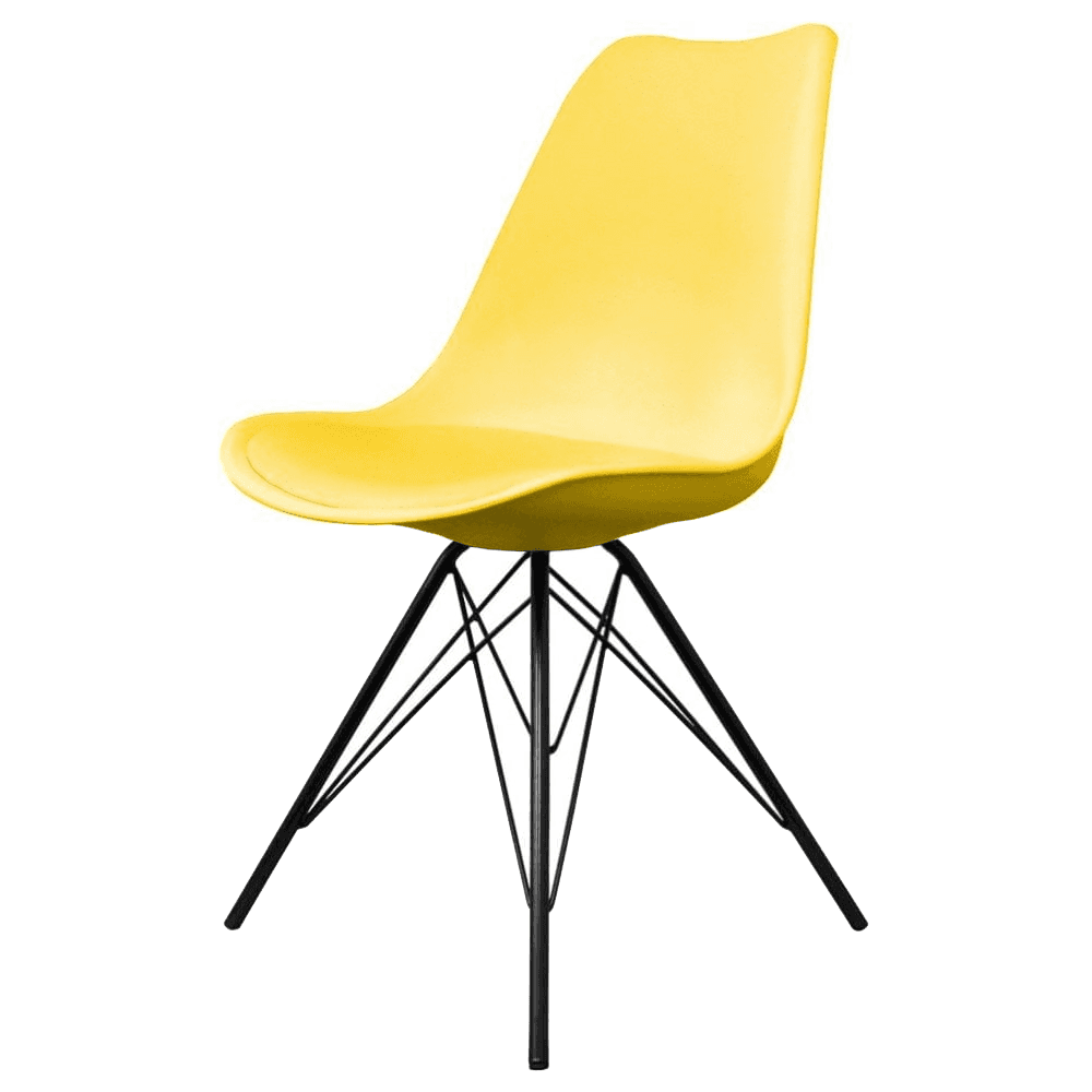 OUTLET Soho Yellow Plastic Dining Chair with Black Metal Legs