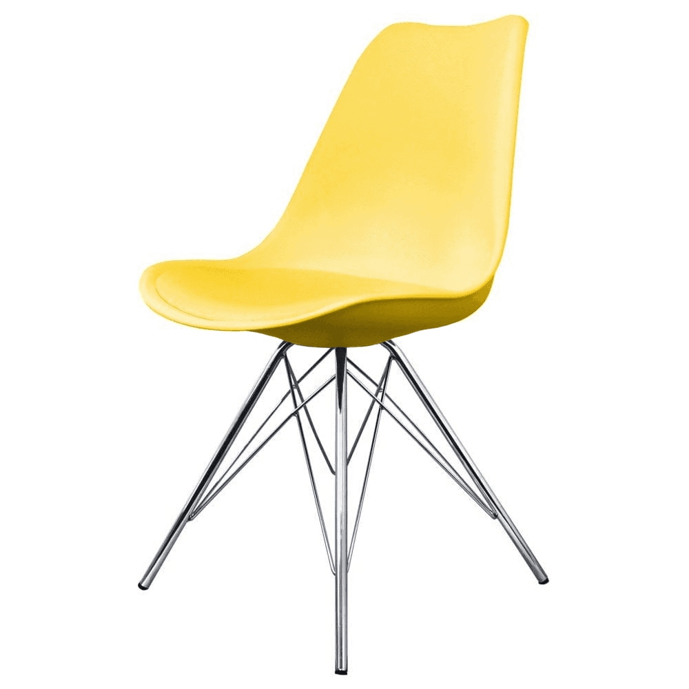 OUTLET Soho Yellow Plastic Dining Chair with Chrome Metal Legs