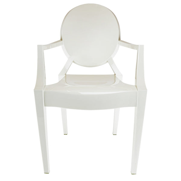 Ivory White Ghost Style Plastic Louis Armchair