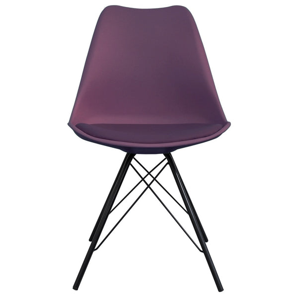 Soho Aubergine Purple Plastic Dining Chair with Black Metal Legs