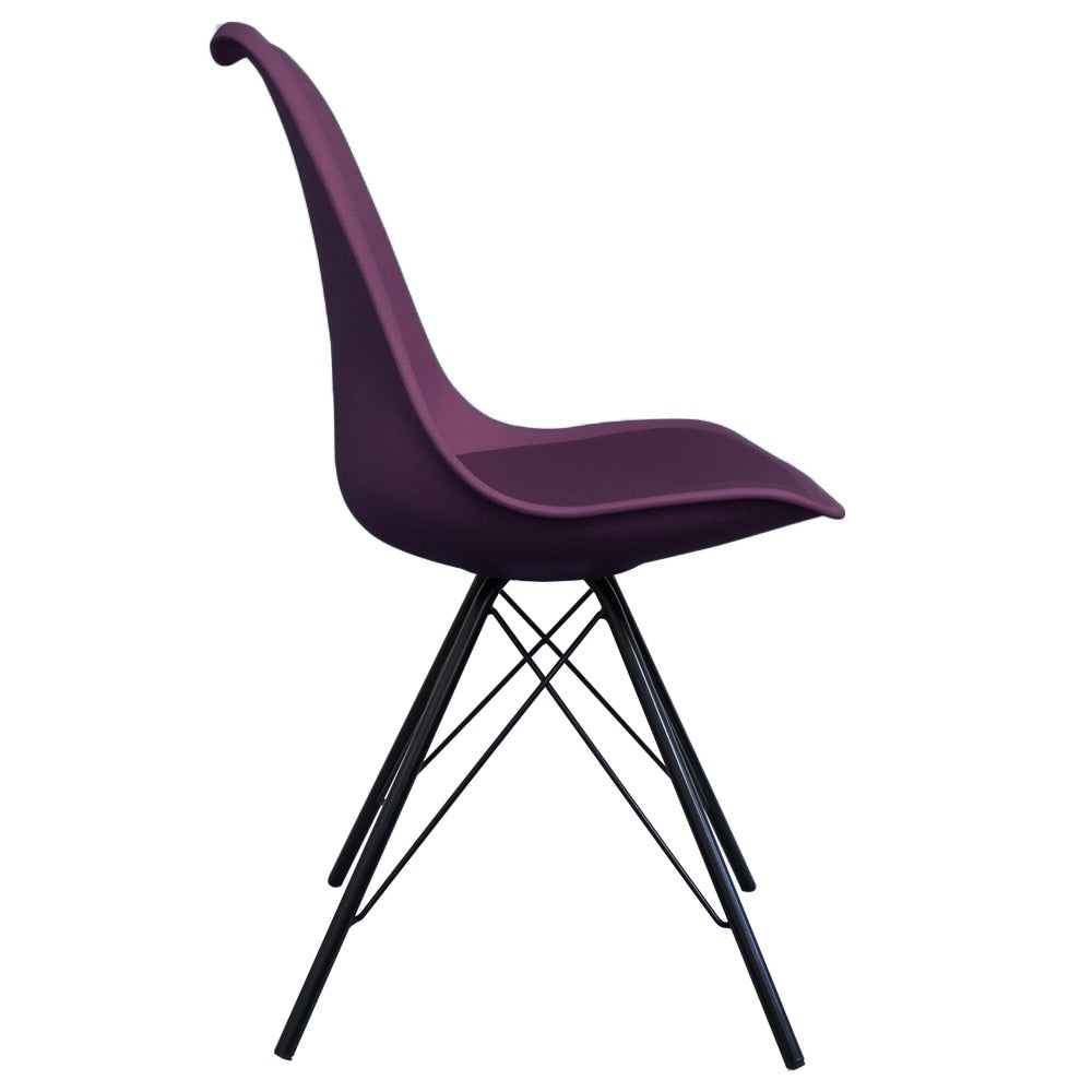 Soho Aubergine Purple Plastic Dining Chair with Black Metal Legs