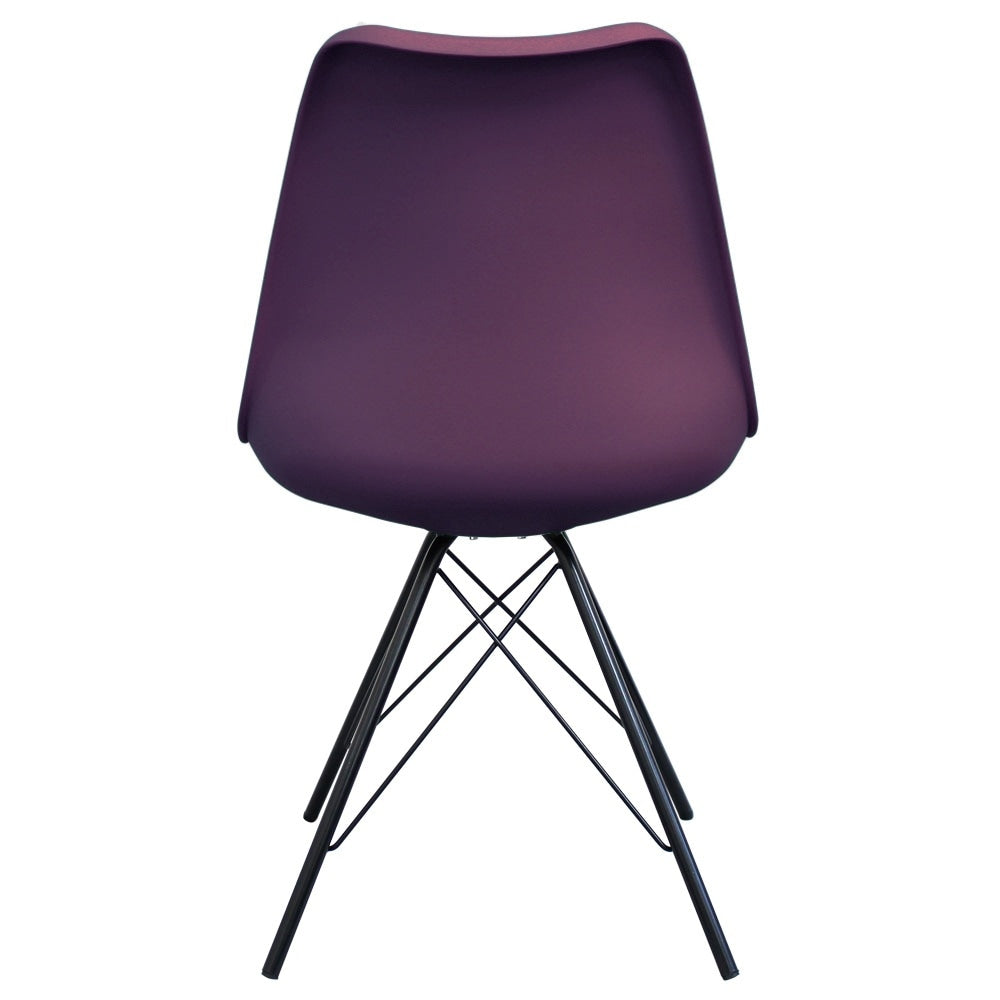 Soho Aubergine Purple Plastic Dining Chair with Black Metal Legs