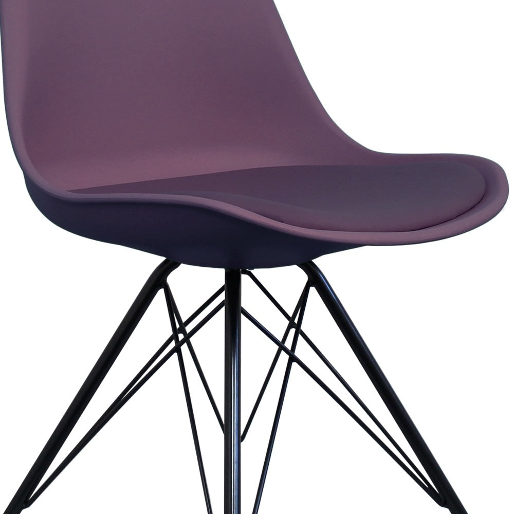 Soho Aubergine Purple Plastic Dining Chair with Black Metal Legs