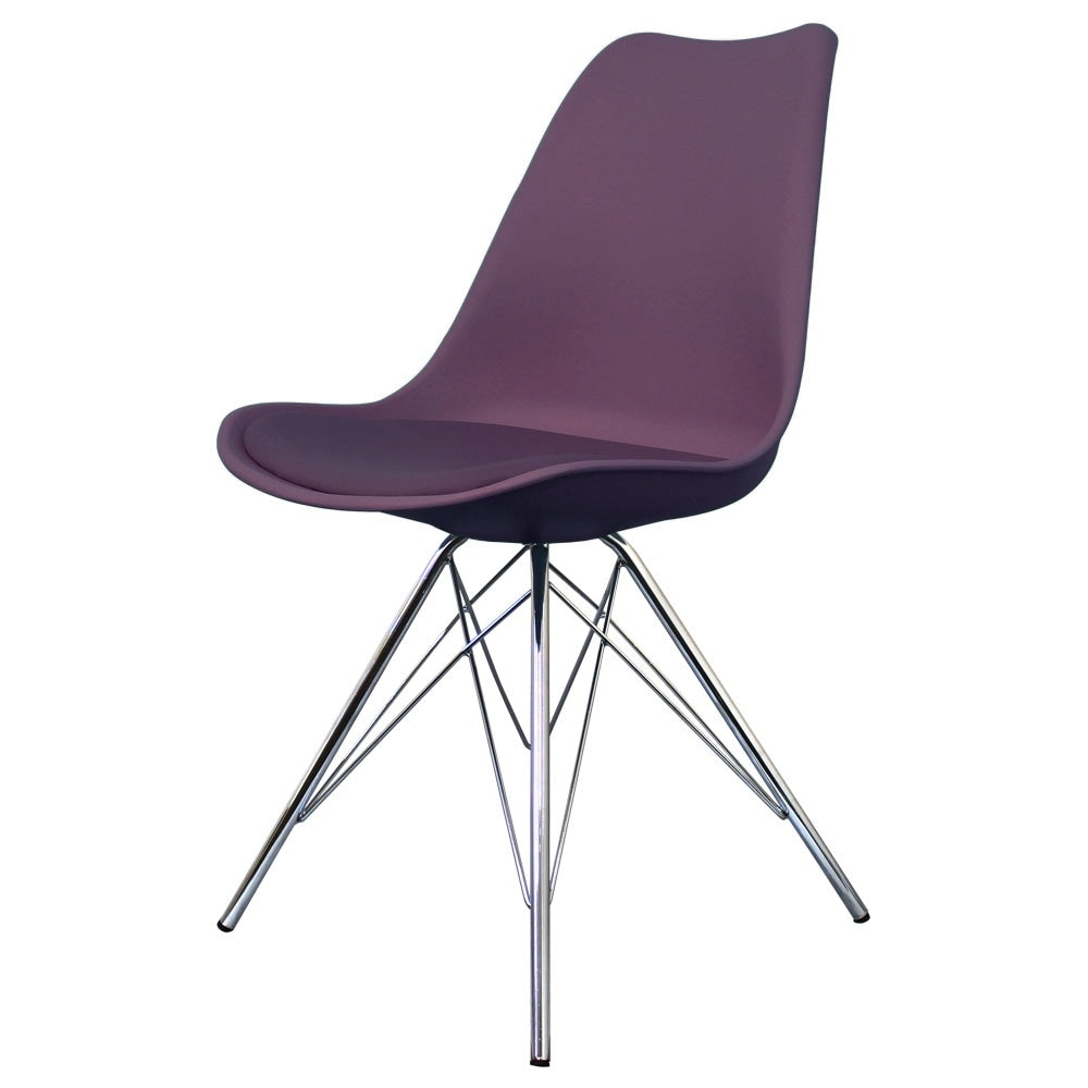 OUTLET Soho Aubergine Plastic Dining Chair Chrome Metal Legs