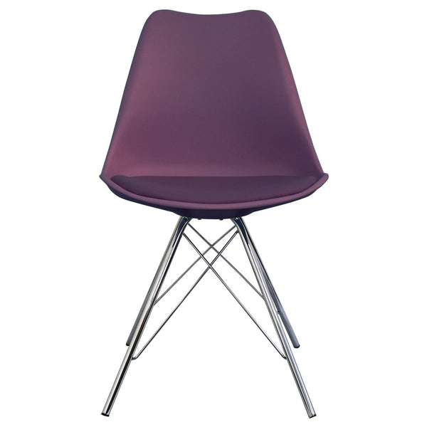 OUTLET Soho Aubergine Purple Plastic Dining Chair with Chrome Metal Legs