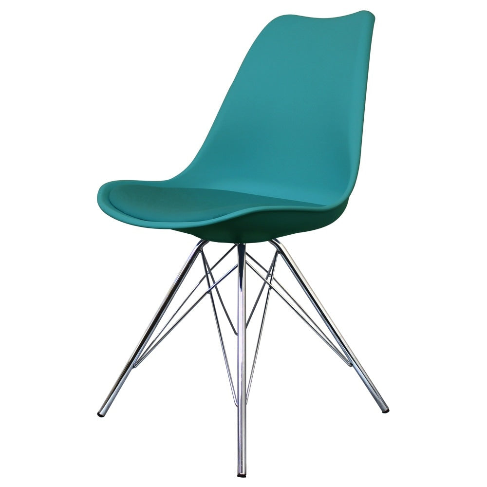 OUTLET Soho Teal Plastic Dining Chair with Chrome Metal Legs
