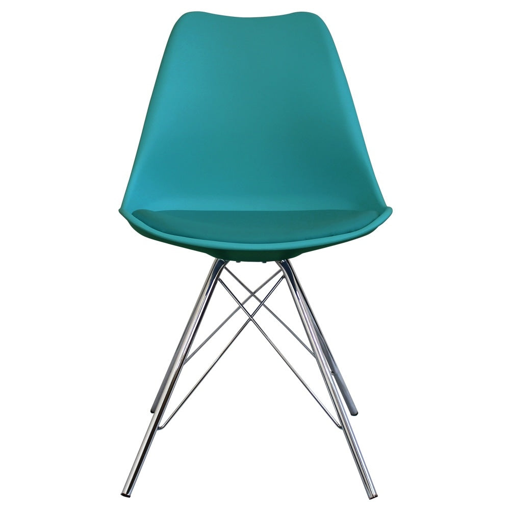 OUTLET Soho Teal Plastic Dining Chair with Chrome Metal Legs