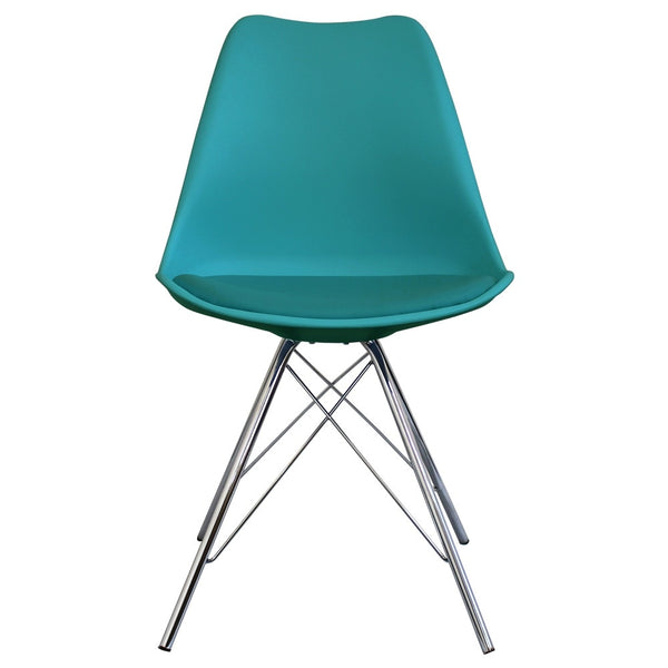 OUTLET Soho Teal Plastic Dining Chair with Chrome Metal Legs