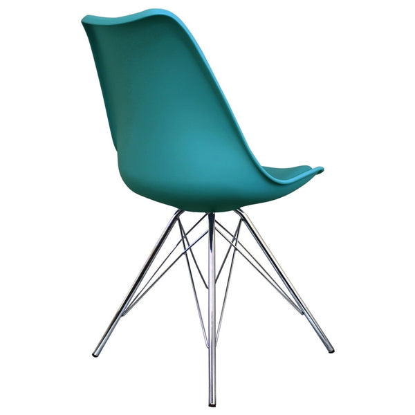 OUTLET Soho Teal Plastic Dining Chair with Chrome Metal Legs