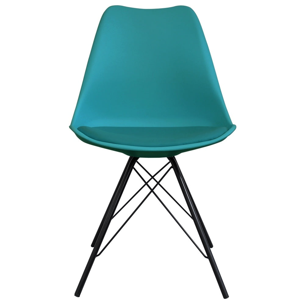 OUTLET Soho Teal Plastic Dining Chair with Black Metal Legs