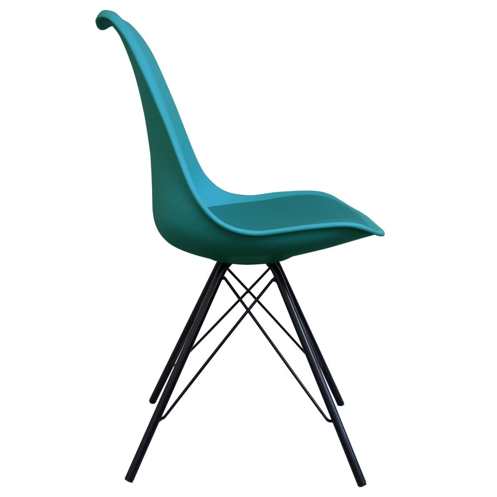 OUTLET Soho Teal Plastic Dining Chair with Black Metal Legs