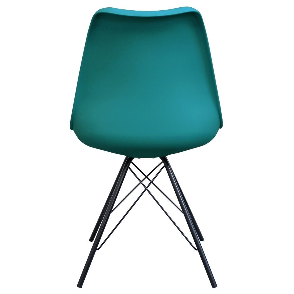 OUTLET Soho Teal Plastic Dining Chair with Black Metal Legs