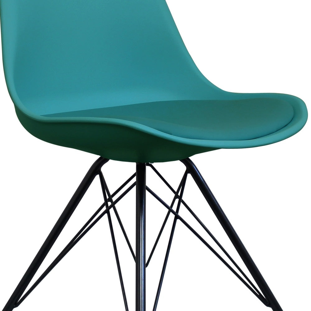 OUTLET Soho Teal Plastic Dining Chair with Black Metal Legs