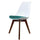 Soho White and Teal Dining Chair with Squared Dark Wood Legs