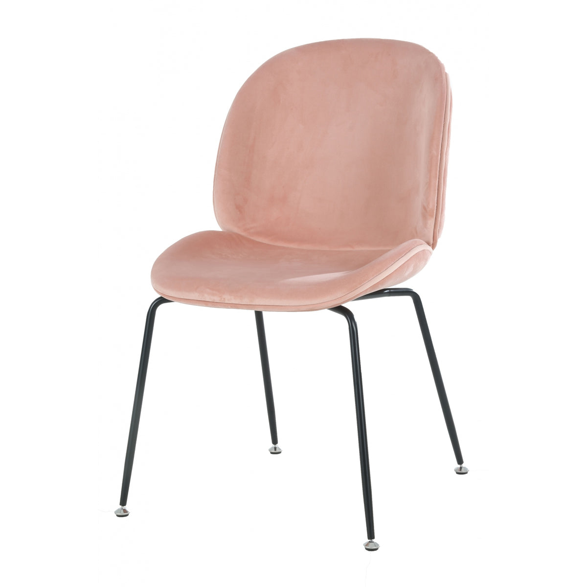 OUTLET Luxurious Blush Pink Velvet Dining Chair Black Metal Legs