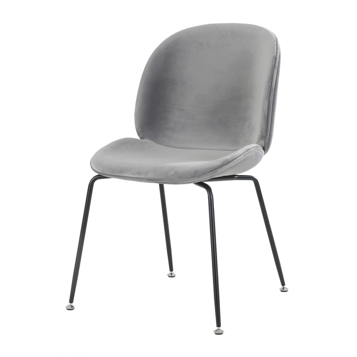 OUTLET Luxurious Light Grey Velvet Dining Chair Black Metal Legs