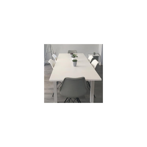 Soho Light Grey Plastic Dining Chair with Black Metal Legs