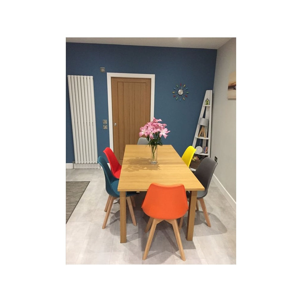 Soho Teal Plastic Dining Chair with Squared Light Wood Legs