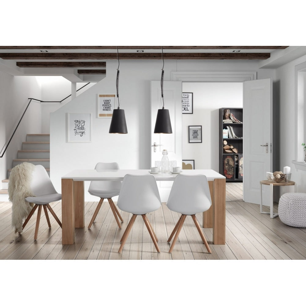 Soho Red Plastic Dining Chair with Pyramid Light Wood Legs