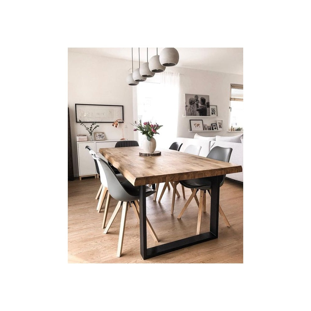 Soho Yellow Plastic Dining Chair with Square Pyramid Light Wood Legs
