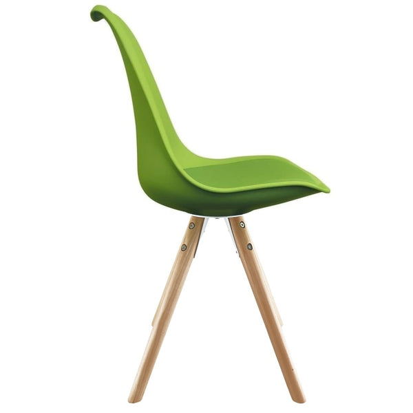 Soho Green Plastic Dining Chair with Pyramid Light Wood Legs