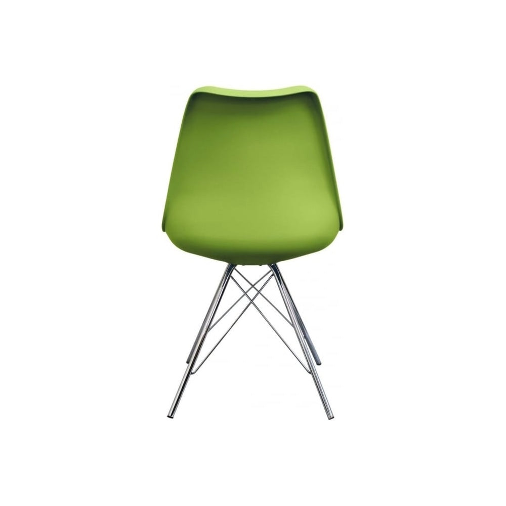 Soho Green Plastic Dining Chair with Chrome Metal Legs