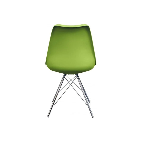 Soho Green Plastic Dining Chair with Chrome Metal Legs