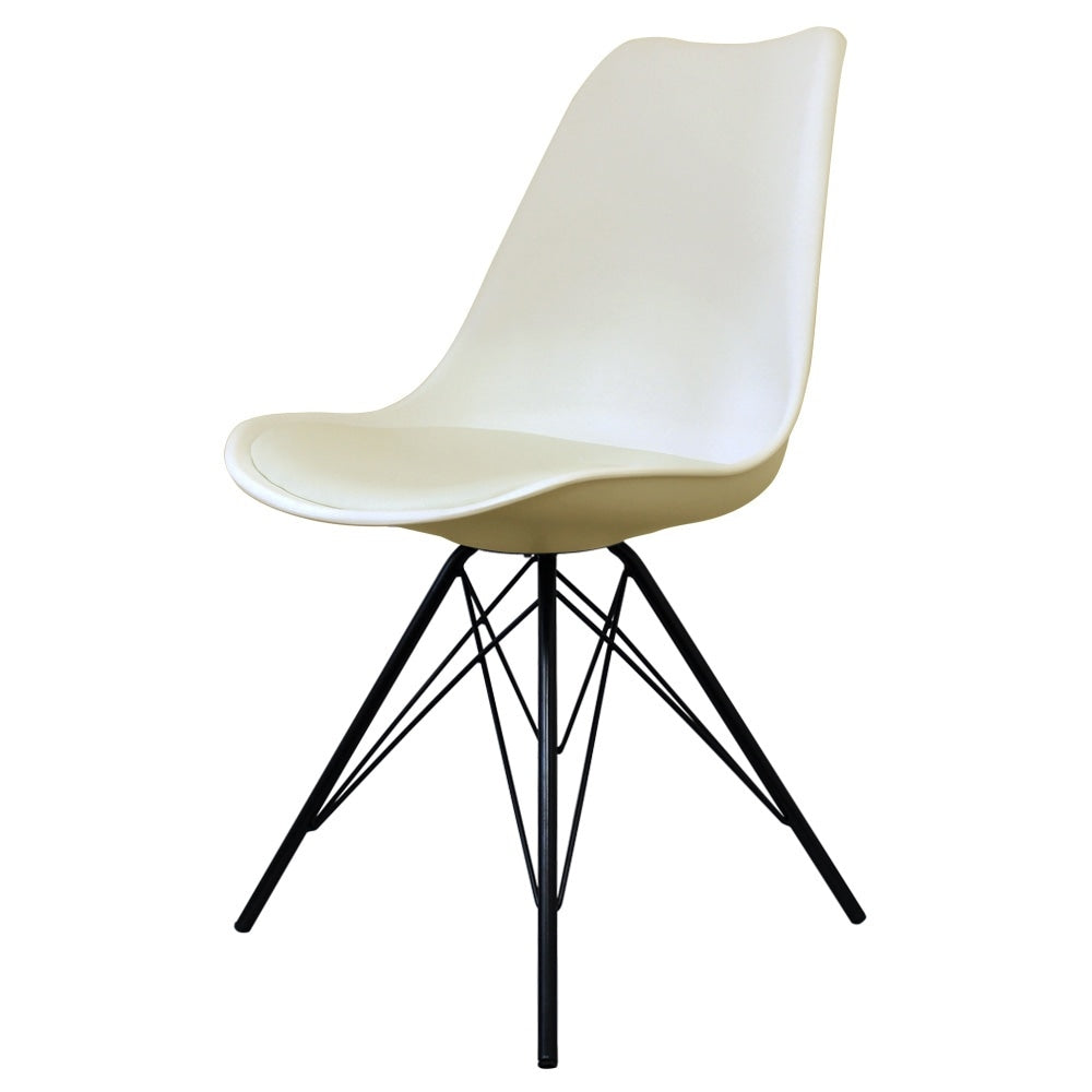 OUTLET Soho Vanilla Plastic Dining Chair Metal Legs