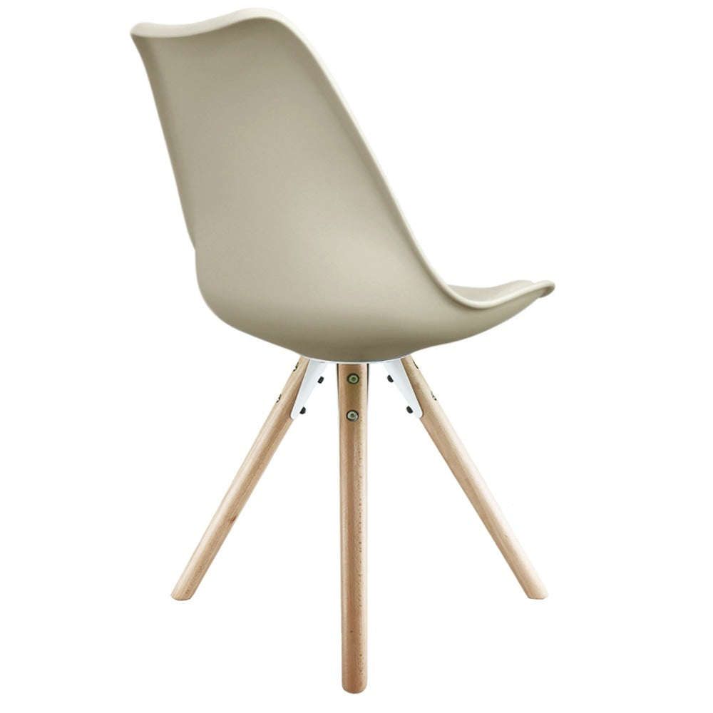 Soho Vanilla Plastic Dining Chair with Pyramid Light Wood Legs