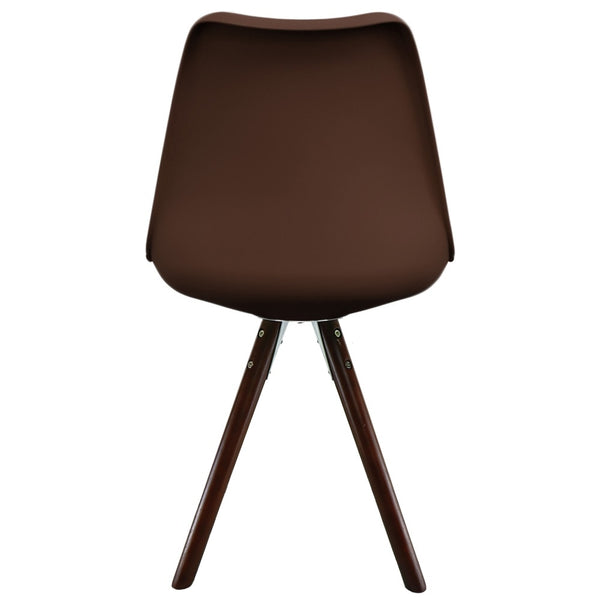 Soho Chocolate Brown Plastic Dining Chair with Pyramid Dark Wood Legs