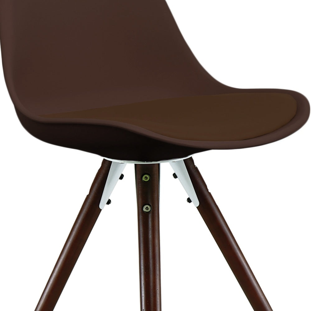 Soho Chocolate Brown Plastic Dining Chair with Pyramid Dark Wood Legs