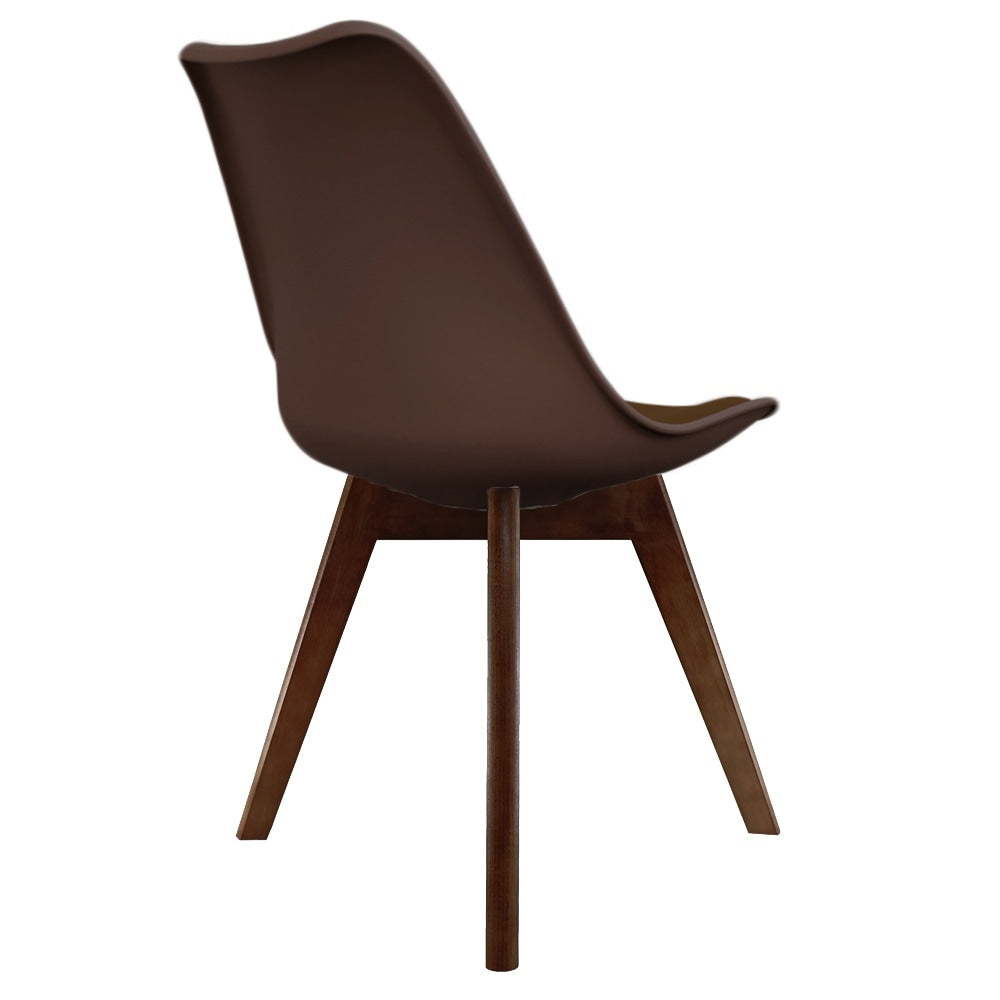 Soho Chocolate Brown Plastic Dining Chair with Squared Dark Wood Legs