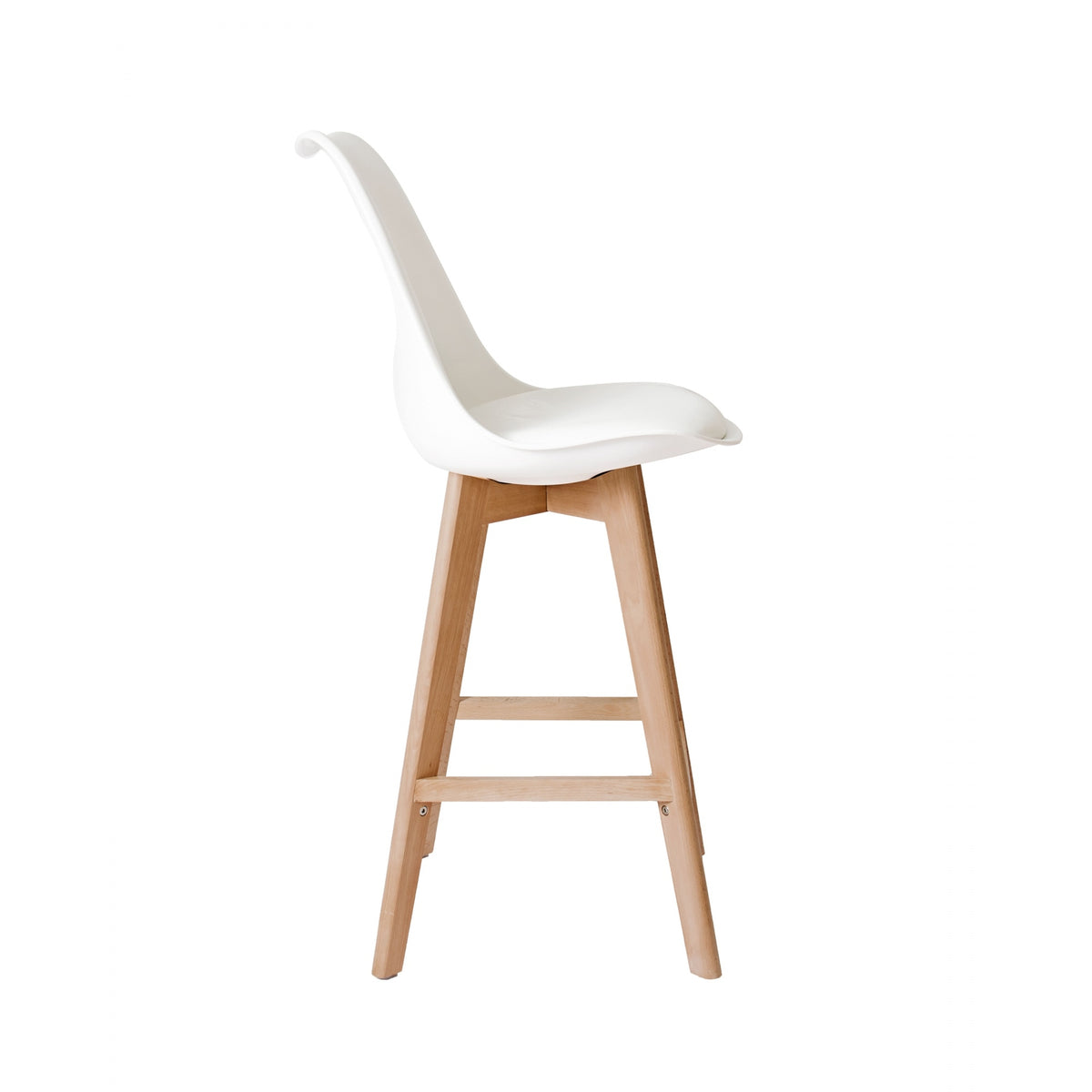 Soho White Plastic Bar Stool with Light Wood Legs