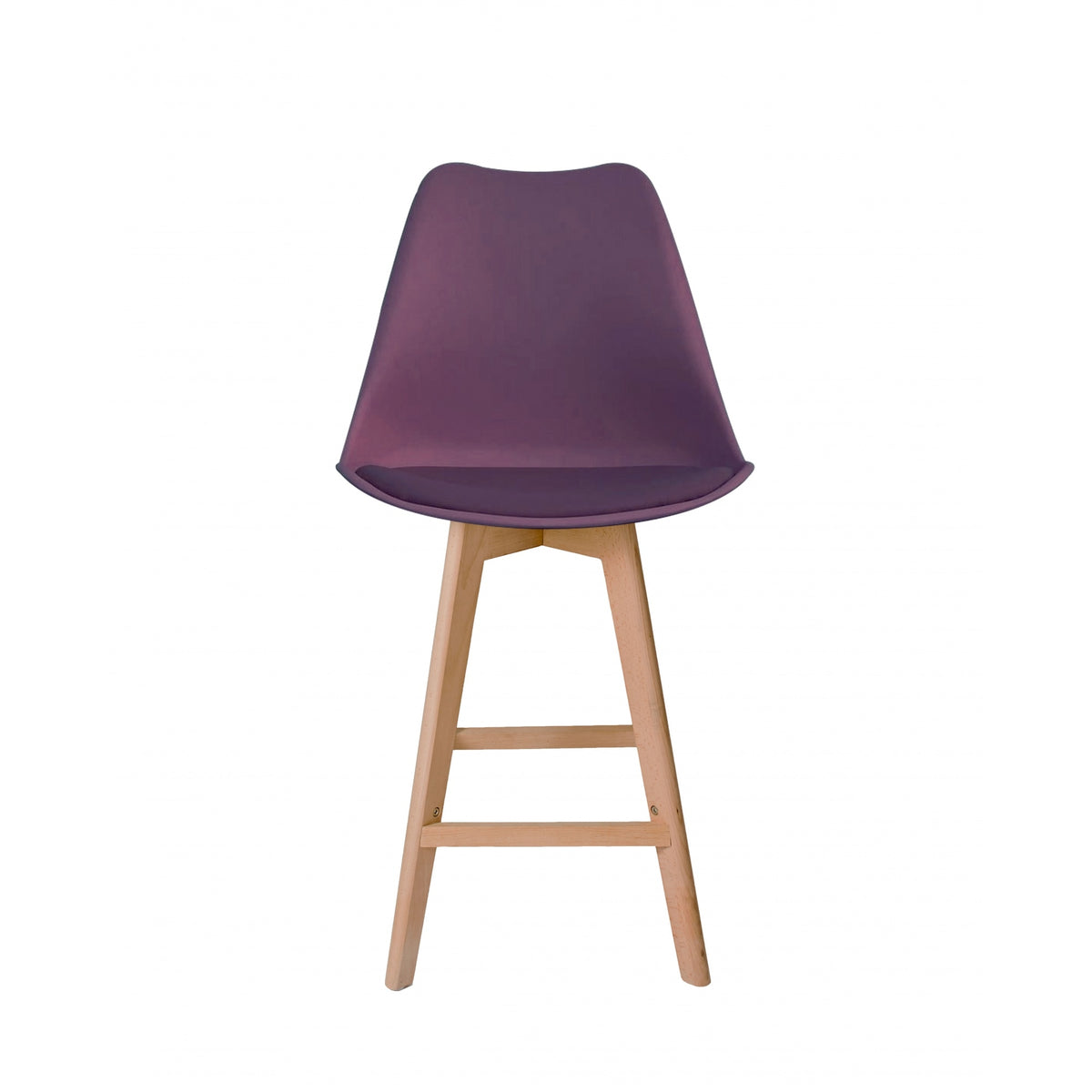 Soho Aubergine Plastic Bar Stool with Light Wood Legs