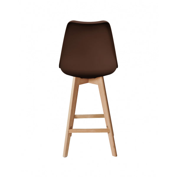 Soho Chocolate Brown Plastic Bar Stool with Light Wood Legs