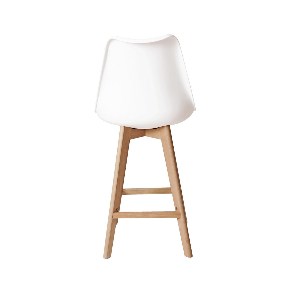 Soho White and Blush Pink Plastic Bar Stool with Light Wood Legs