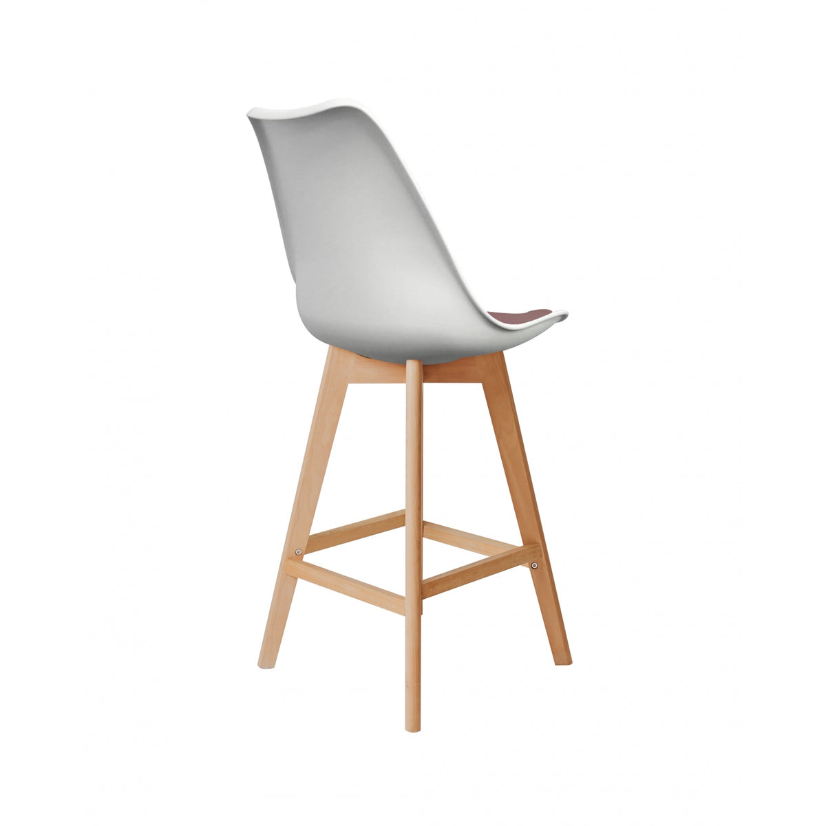 Soho White and Blush Pink Plastic Bar Stool with Light Wood Legs
