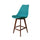 Soho Teal Plastic Bar Stool with Dark Wood Legs