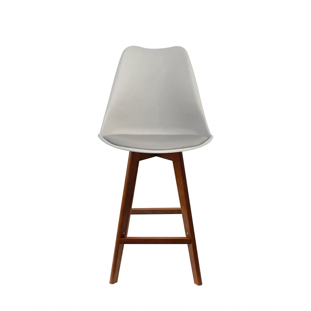 Soho Light Grey Plastic Bar Stool with Dark Wood Legs