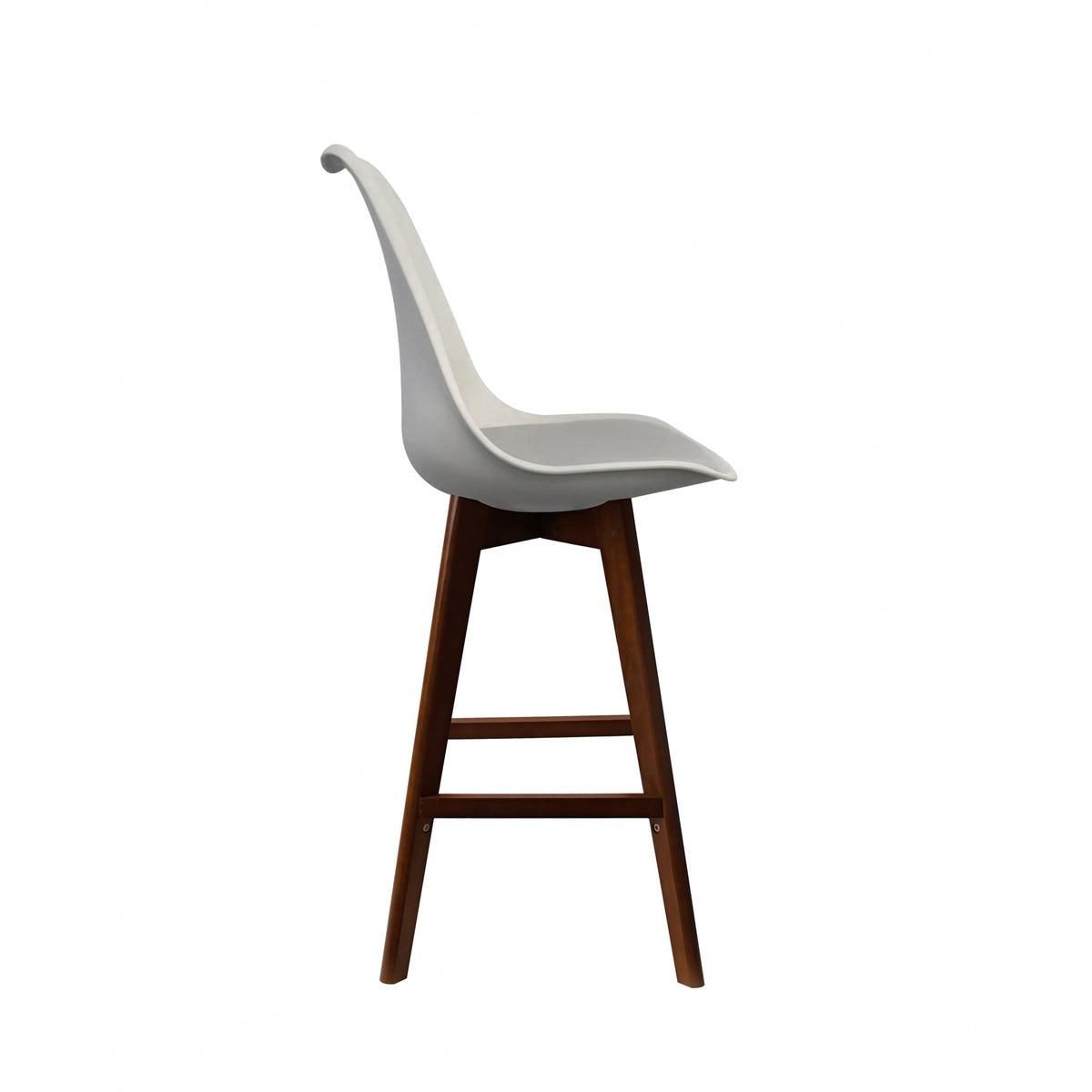 Soho Light Grey Plastic Bar Stool with Dark Wood Legs