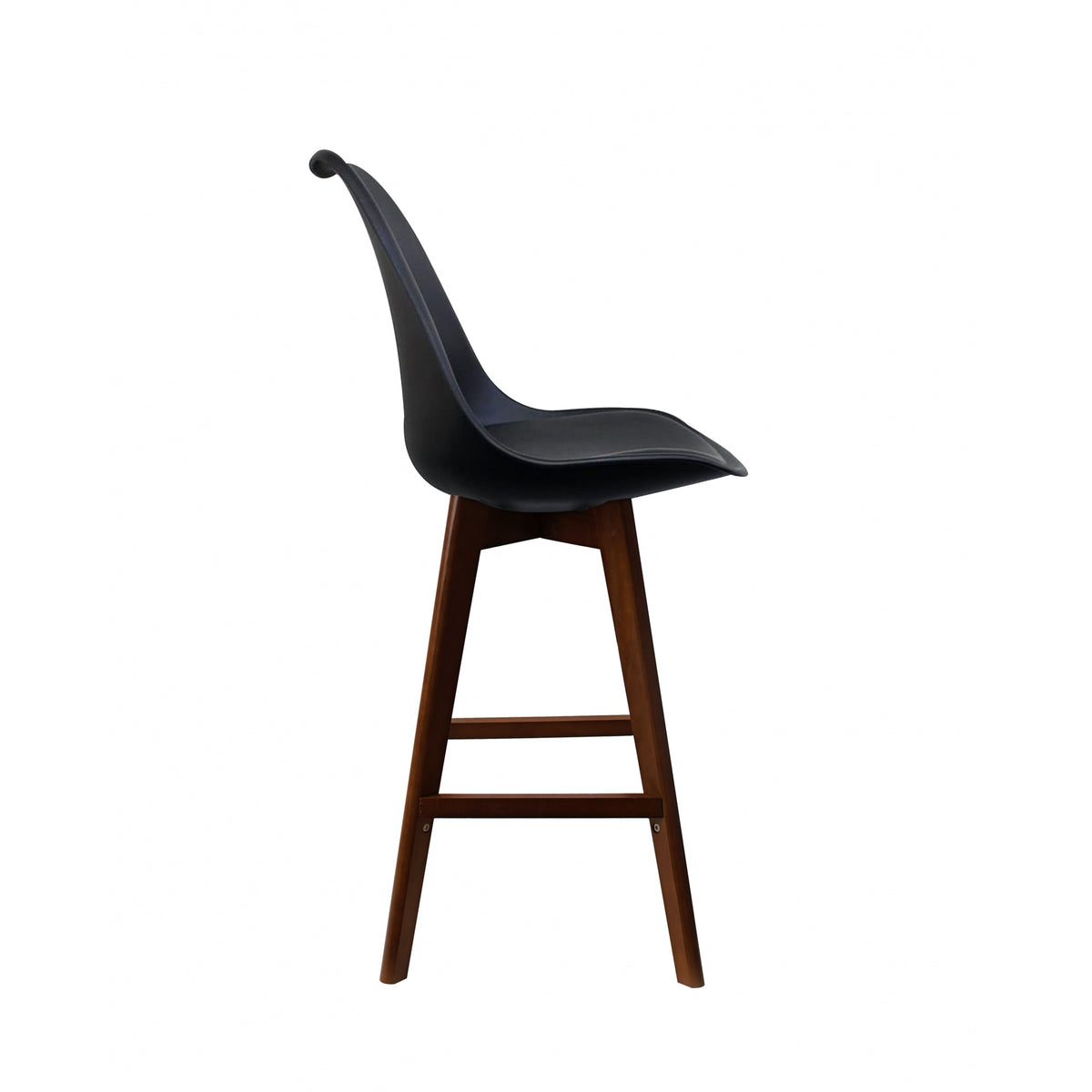 Soho Black Plastic Bar Stool with Dark Wood Legs