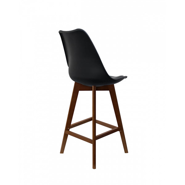 Soho Black Plastic Bar Stool with Dark Wood Legs