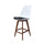 Soho White and Black Plastic Bar Stool with Dark Wood Legs