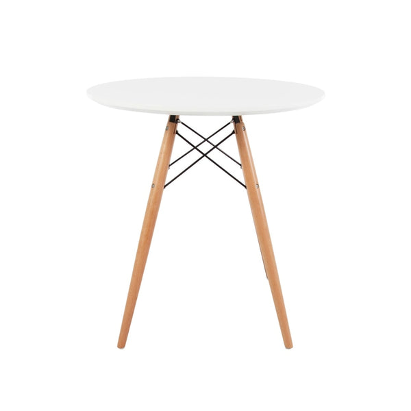 Soho Small White Circular Dining Table with Beech Wood Legs