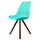 Soho Aqua Blue Plastic Dining Chair with Square Pyramid Dark Wood Legs