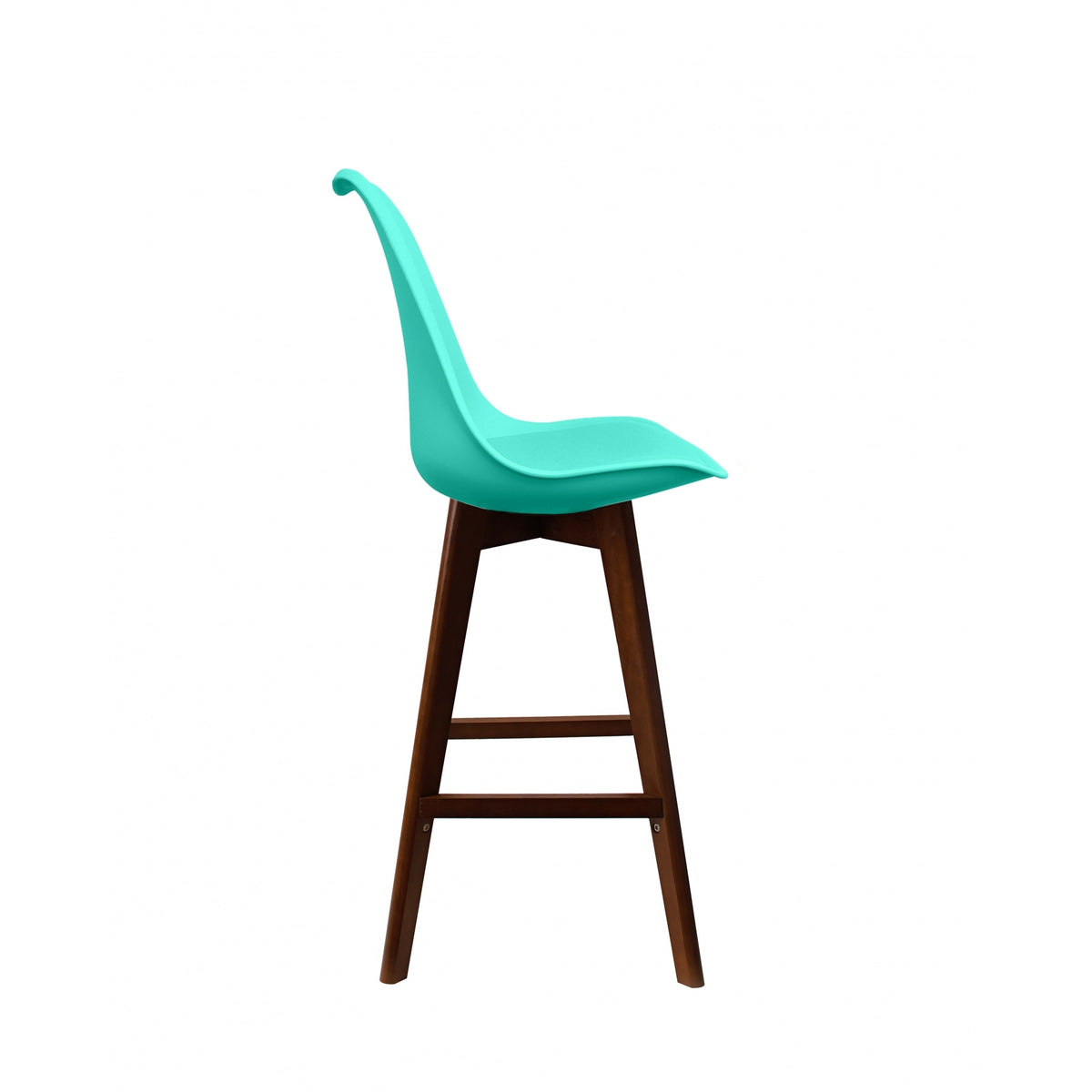 Soho Aqua Blue Plastic Bar Stool with Dark Wood Legs