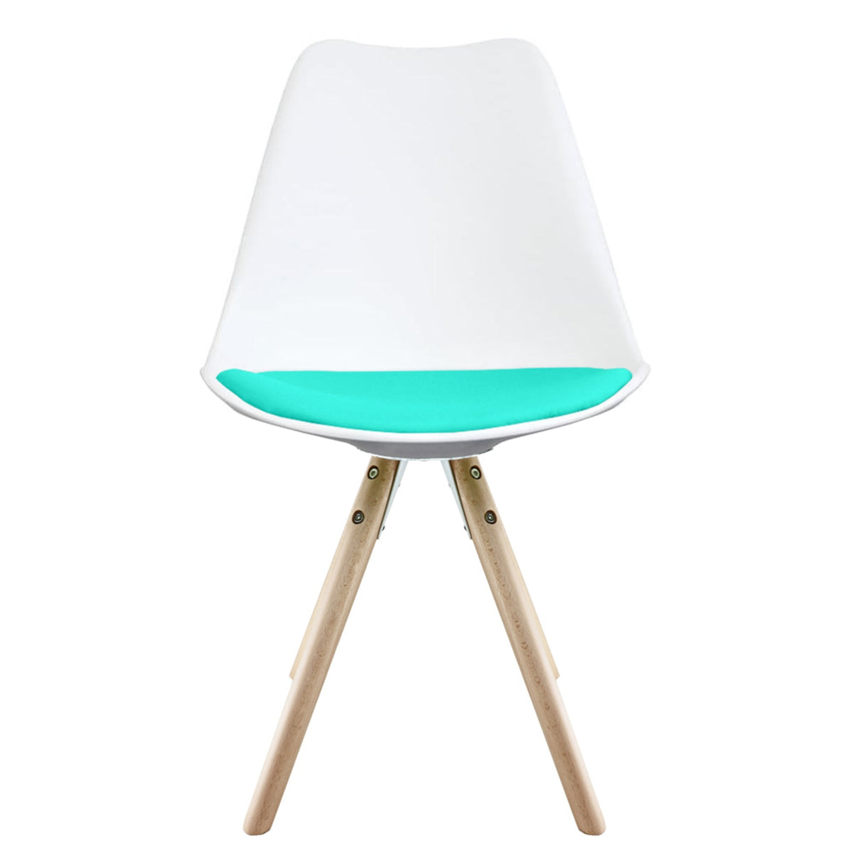 Soho White and Aqua Blue Dining Chair with Pyramid Light Wood Legs