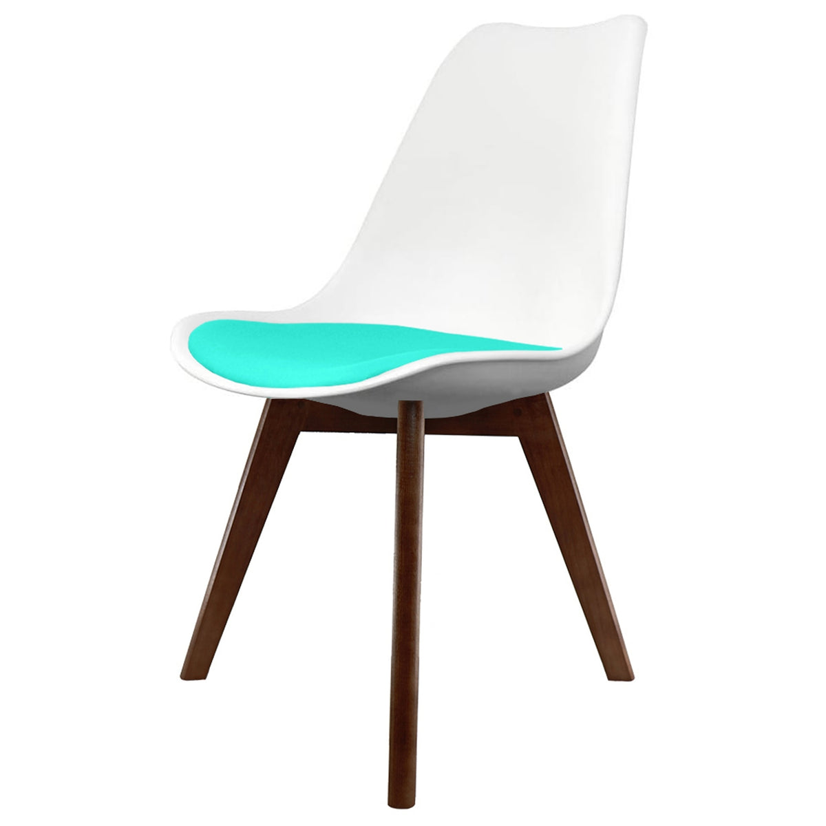 Soho Aqua Blue Dining Chair Squared Dark Wood Legs